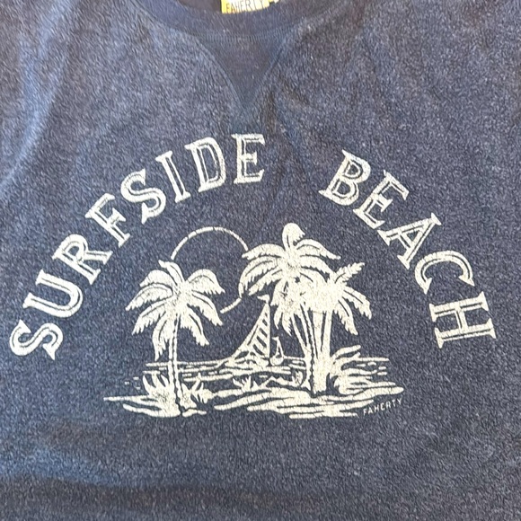 Faherty Blue Crewneck Sweater with Surfside Beach Graphic - Medium - Picture 7 of 8